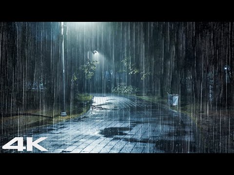 晚上雾蒙蒙的公园里美丽的雨声 _ 停止担心并战胜失眠 _ ASMR