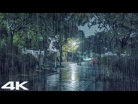 听3分钟快速入睡_ 晚上老公园下大雨
