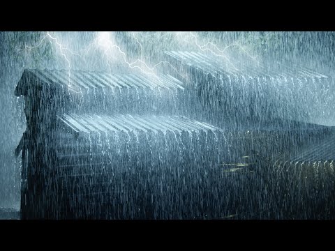 ⚡ 一夜沉浸式助眠！强烈降雨雷暴声音＋夜晚强力暴雨，伴随非常强烈的雷声