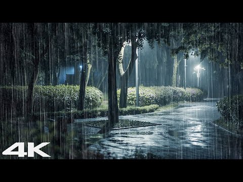 克服压力和失眠 _ 晚上公园里柔和的雨声 ASMR