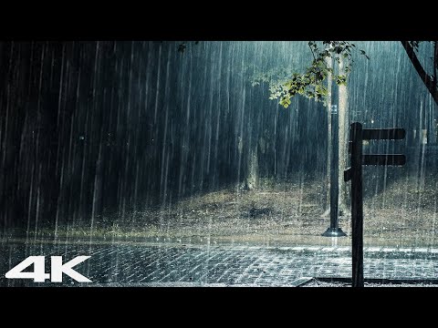 ☔雨夜公园下大雨，缓解失眠，快速入睡