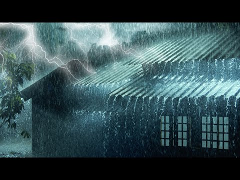 睡眠神器！夜晚金属屋顶上的强烈暴雨与震撼雷声，助你一夜好眠