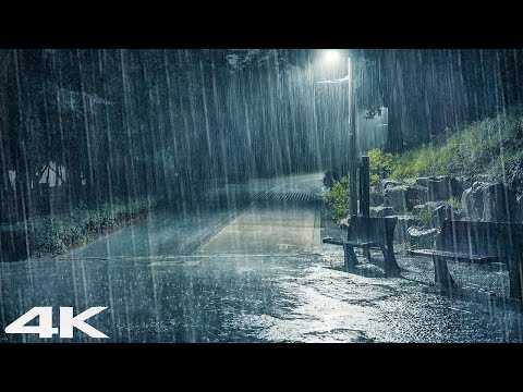 ASMR 雨 4K _ 大自然的大雨和雷鸣般的声音_ 夜雨