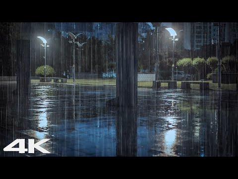 ?晚上在公园大雨声中轻松入睡 _ 白噪声 ASMR