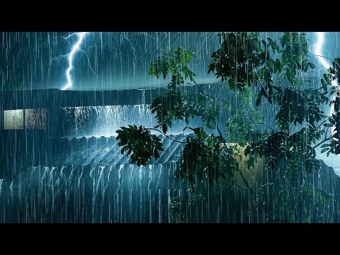 这场真实暴雨太助眠了！花园房屋上的强劲雷声＋沉浸式白噪音，快速入睡必听